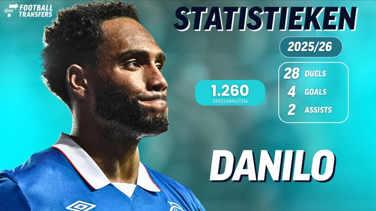 Danilo zit op een zijspoor bij Rangers FC en kwam gemiddeld 45 minuten per gespeeld duel in actie.
