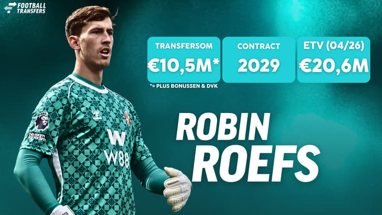 Robin Roefs werd voor 10,5 miljoen euro gekocht door Sunderland en zijn ETV is gestegen naar 20,6 miljoen euro.