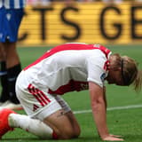 AMSTERDAM: AFC Ajax Amsterdam forward Kasper Dolberg looks disappointed during the Vriendenloterij Eredivisie match between Ajax and SC Heerenveen at the Johan Cruijff ArenA on August 16, 2026, in Amsterdam, the Netherlands