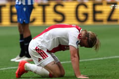 AMSTERDAM: AFC Ajax Amsterdam forward Kasper Dolberg looks disappointed during the Vriendenloterij Eredivisie match between Ajax and SC Heerenveen at the Johan Cruijff ArenA on August 16, 2026, in Amsterdam, the Netherlands