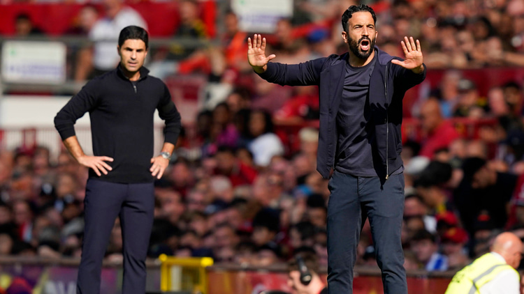 Mikel Arteta (left) and Ruben Amorim both began their Premier League managerial careers at a young age.