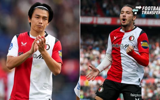 Eredivisie: Feyenoord Rotterdam v ADO Den Haag Rotterdam - Ayase Ueda of Feyenoord Rotterdam and Tsuyoshi Watanabe of Feyenoord Rotterdam look dejected after the 2-2 defeat during the fourth competition round of the 2026 2027 Eredivisie season. The ...