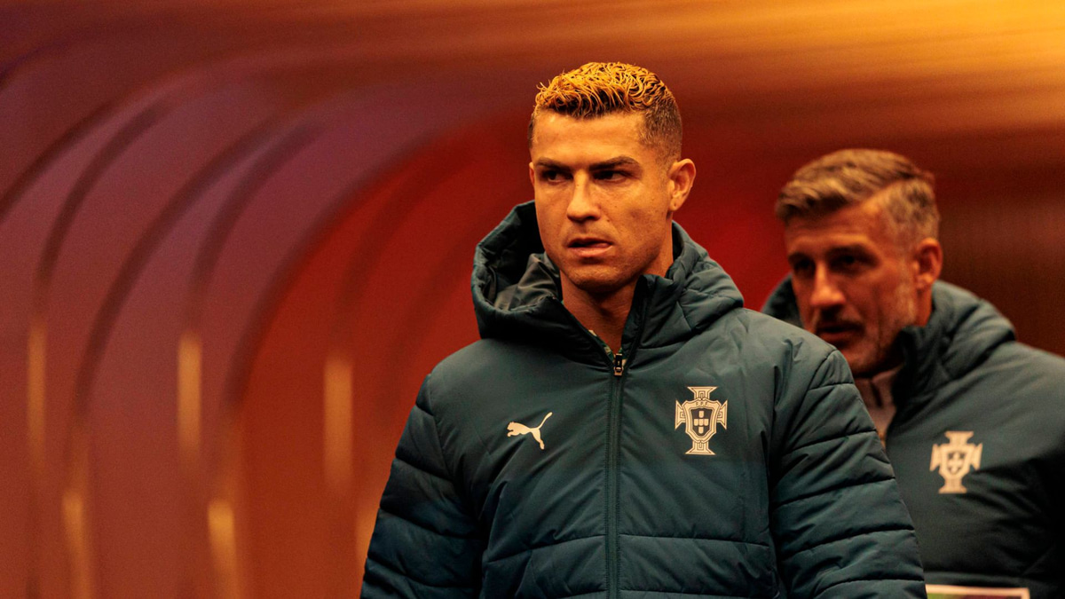 Cristiano Ronaldo reacts during Portugal's 2026 Nations League match with Norway