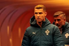 Cristiano Ronaldo reacts during Portugal's 2026 Nations League match with Norway