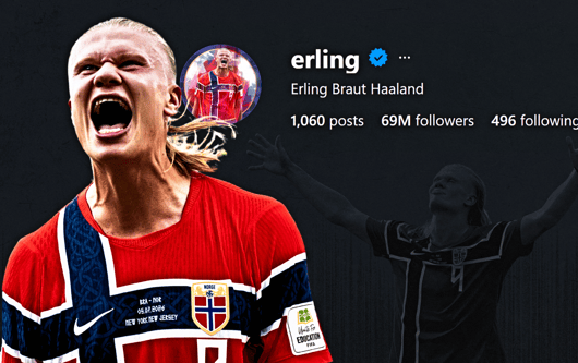 Erling Haaland, Norway, social media