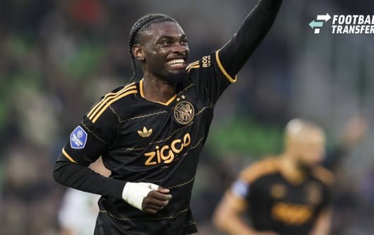 GRONINGEN - Jorthy Mokio of Ajax celebrates scoring the 1-5 during the Dutch Eredivisie match between FC Groningen and Ajax at the Euroborg stadium on October 18, 2026, in Groningen, the Netherlands. SONNY LENSEN ANP Eredivisie 2026 27 xVIxANPxSport...