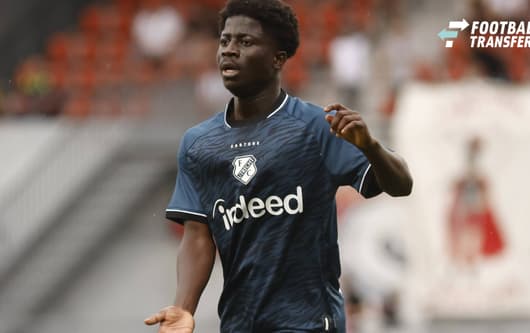 MAASTRICHT , 09-08-2026 , De Geusselt , season 2026 2027 , Dutch Keukenkampioendivisie football , match between MVV Maastricht - Jong Utrecht , Pictures shows Jong FC Utrecht player Nana Gyamfi-Amoah MVV - Jong Utrecht  x205587494x Copyright:
