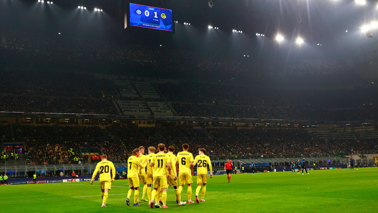 Bodo/Glimt celebrate winning at San Siro against Inter