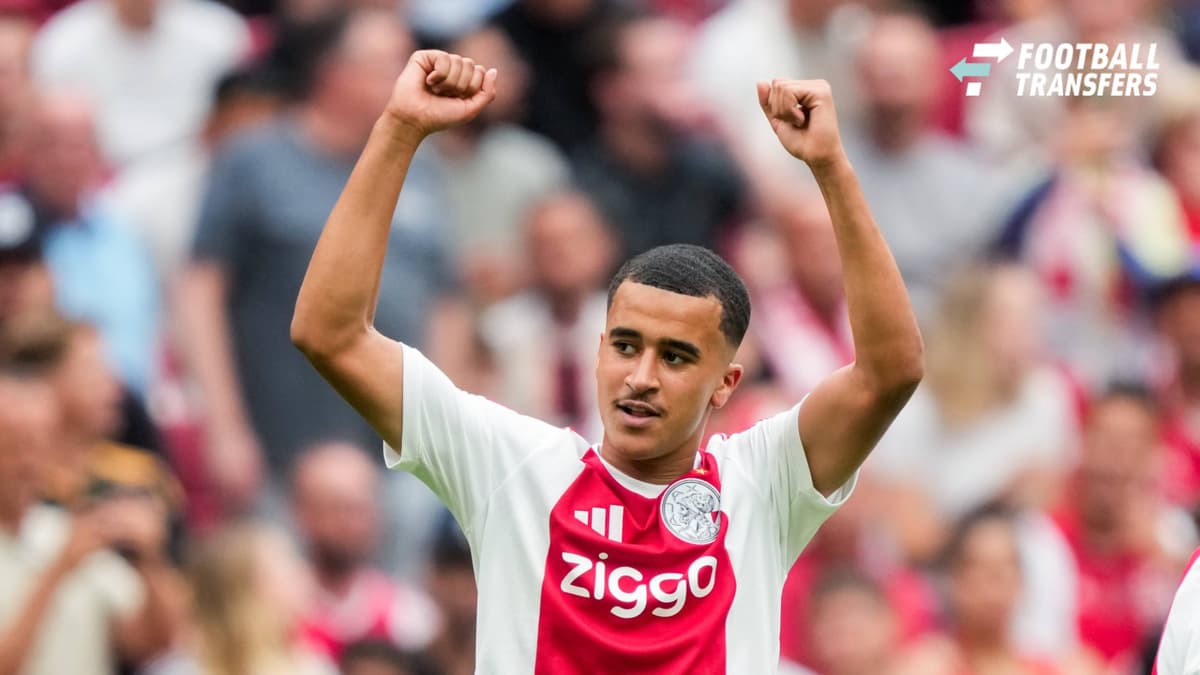 AMSTERDAM , 26-07-2026, Johan Cruijff ArenA , season 2026 2027 , Pre season footbal . Match between Ajax and Burnley FC , Picture shows AFC Ajax player Abdellah Ouazane celebrating the 2-1 Ajax - Burnley (friendly)  x205217339x Copyright:
