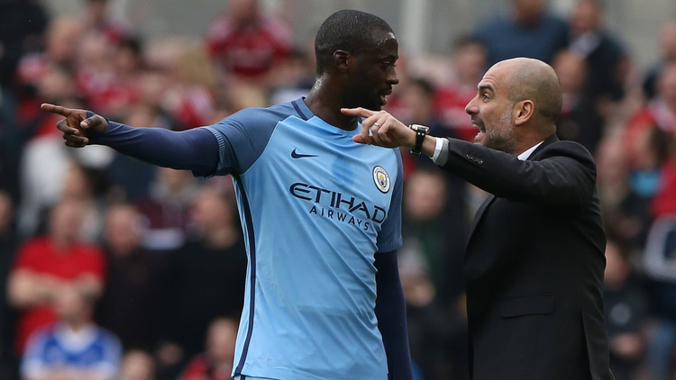Yaya Toure with Pep Guardiola