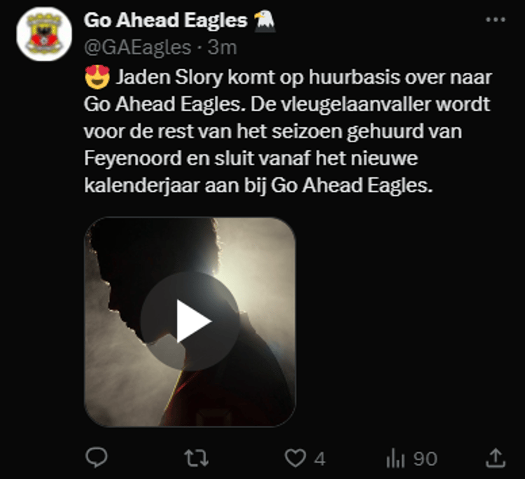 De verwijderde post van Go Ahead Eagles.