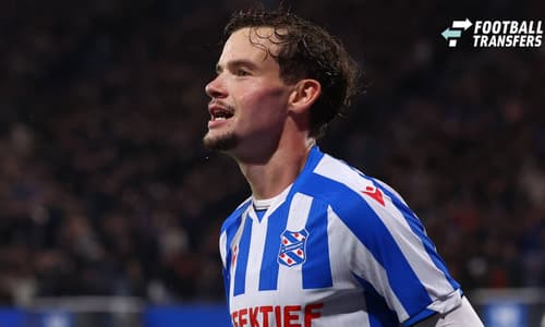 HEERENVEEN, NETHERLANDS - OCTOBER 16: Jacob Trenskow of sc Heerenveen celebrates after scoring his team s fourth goal during the Eredivisie 2026 27 match between SC Heerenveen and Excelsior Rotterdam at Abe Lenstra Stadion on October 16, 2026 in Hee...