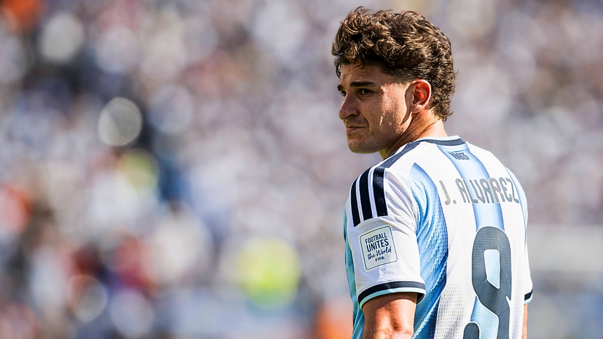 Atletico Madrid's Julian Alvarez playing for Argentina in the 2026 World Cup final