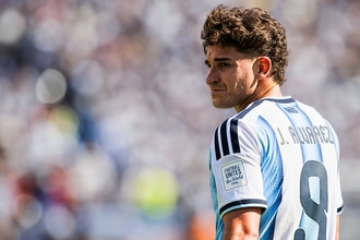 Atletico Madrid's Julian Alvarez playing for Argentina in the 2026 World Cup final