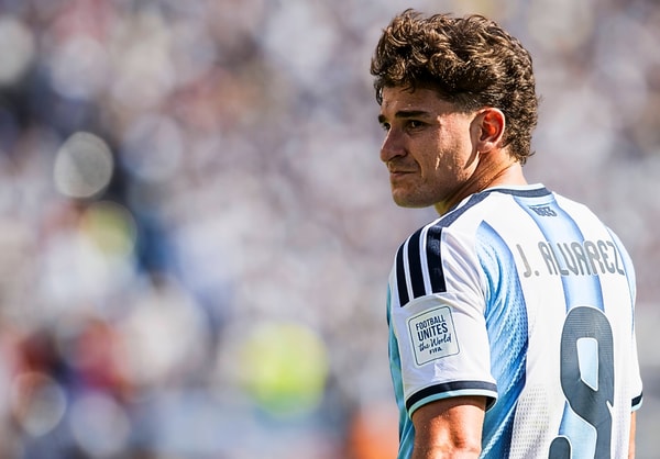 Atletico Madrid's Julian Alvarez playing for Argentina in the 2026 World Cup final