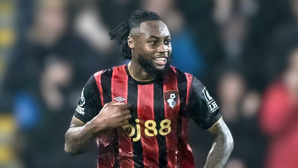 Antoine Semenyo celebrates scoring against Fulham for Bournemouth, 2025/26