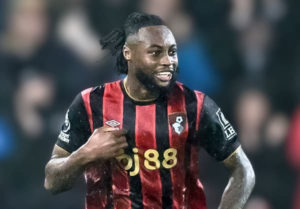 Antoine Semenyo celebrates scoring against Fulham for Bournemouth, 2025/26
