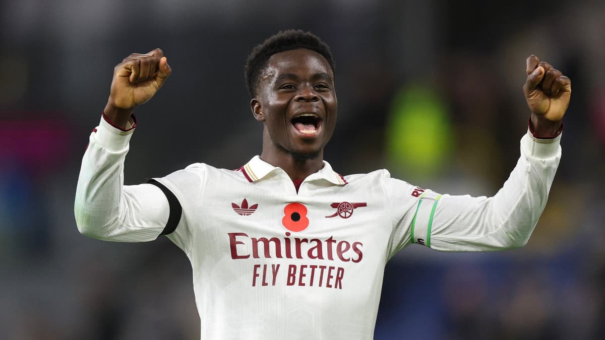 Arsenal's Bukayo Saka celebrates against Burnley, 2025/26