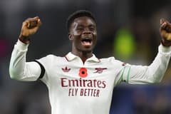 Arsenal's Bukayo Saka celebrates against Burnley, 2025/26