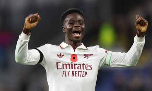 Arsenal's Bukayo Saka celebrates against Burnley, 2025/26