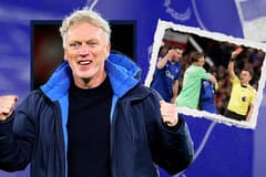 David Moyes reacts to Idrissa Gueye's red card against Manchester United