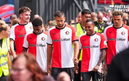 Feyenoord Festival 2024 Rotterdam - Patrik Walemark of Feyenoord, Shiloh ™t Zand of Feyenoord, David Hancko of Feyenoord, Igor Paixao of Feyenoord, Shiloh t Zand of Feyenoord during the Feyenoord Festival 2024 at Stadion Feijenoord De Kuip on 21 Jul...