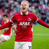 2025-09-21 AZ Alkmaar v Feyenoord - Dutch Eredivisie ALKMAAR, NETHERLANDS - SEPTEMBER 21: Mexx Meerdink of AZ Alkmaar celebrates the last minute equalizer during the Dutch Eredivisie match between AZ Alkmaar and Feyenoord at AFAS Stadion on Septembe...