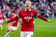 2025-09-21 AZ Alkmaar v Feyenoord - Dutch Eredivisie ALKMAAR, NETHERLANDS - SEPTEMBER 21: Mexx Meerdink of AZ Alkmaar celebrates the last minute equalizer during the Dutch Eredivisie match between AZ Alkmaar and Feyenoord at AFAS Stadion on Septembe...
