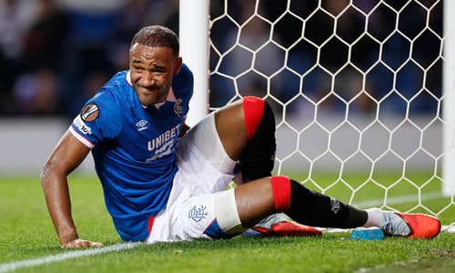 Rangers defender Derek Cornelius reacts during the Europa League clash with Gent, 2025/26