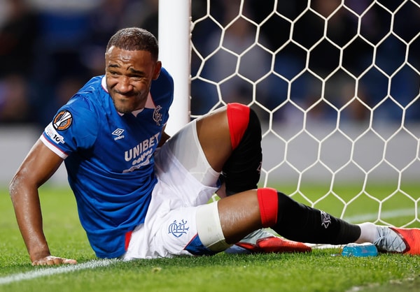 Rangers defender Derek Cornelius reacts during the Europa League clash with Gent, 2025/26