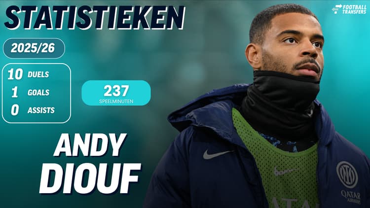Andy Diouf komt dit seizoen weinig in de plannen voor bij Inter