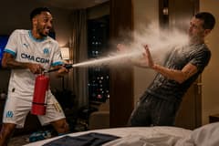 Marseille's Pierre-Emerick Aubameyang is accused of attacking a staff member with a fire extinguisher