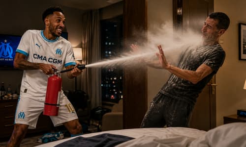 Marseille's Pierre-Emerick Aubameyang is accused of attacking a staff member with a fire extinguisher