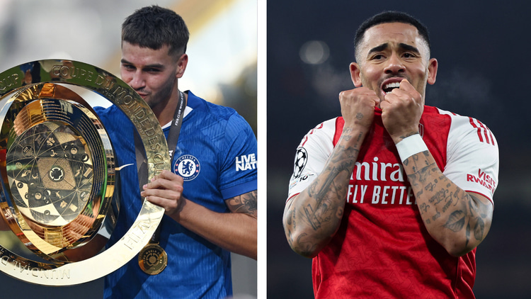Marc Guiu (left) and Gabriel Jesus (right)