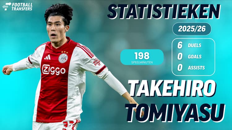 Statistieken Takehiro Tomiyasu in 2025/26 bij Ajax