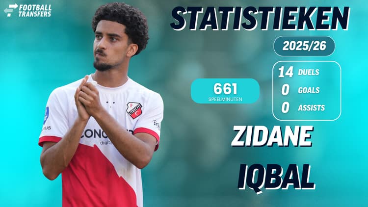 Statistieken van Zidane Iqbal in 2025/26 bij FC Utrecht en Jong FC Utrecht