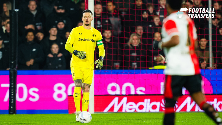 Justin Bijlow tijdens zijn laatste wedstrijd voor Feyenoord.