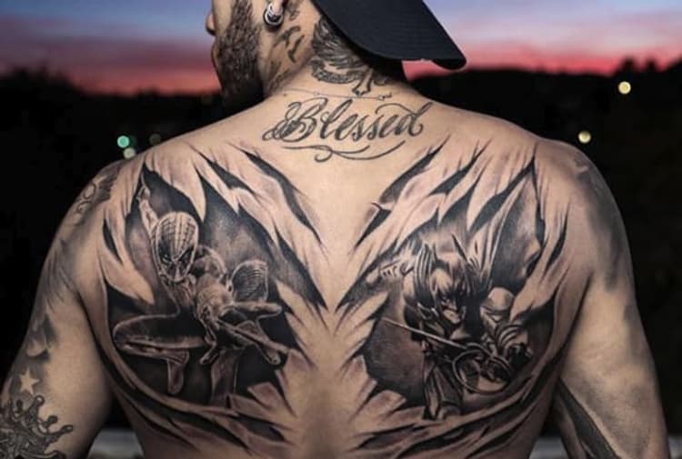 Neymar already has a tattoo of Batman and Spiderman on his back