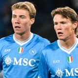 Rasmus Hojlund and Scott McTominay of SSC Napoli during the Serie A 2025 2026 football match between SSC Napoli and Genoa CFC at Diego Armando Maradona stadium in Naples (Italy), October 5, 2025. andreaxstaccioli