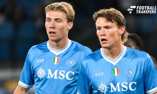 Rasmus Hojlund and Scott McTominay of SSC Napoli during the Serie A 2025 2026 football match between SSC Napoli and Genoa CFC at Diego Armando Maradona stadium in Naples (Italy), October 5, 2025. andreaxstaccioli