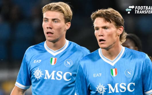 Rasmus Hojlund and Scott McTominay of SSC Napoli during the Serie A 2025 2026 football match between SSC Napoli and Genoa CFC at Diego Armando Maradona stadium in Naples (Italy), October 5, 2025. andreaxstaccioli