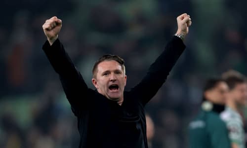 Robbie Keane celebrates Ferencvaros' Europa League win over Rangers