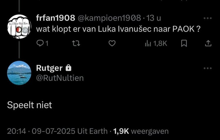 Rutger Vinke reageert op een vraag over de interesse van PAOK in Luka Ivanusec.
