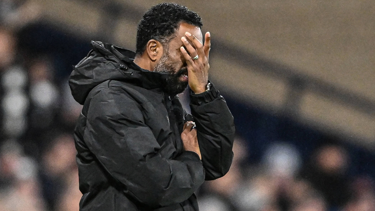 Wilfried Nancy reacts during Celtic's League Cup loss to St Mirren