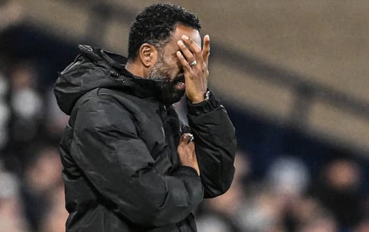 Wilfried Nancy reacts during Celtic's League Cup loss to St Mirren