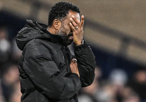 Wilfried Nancy reacts during Celtic's League Cup loss to St Mirren