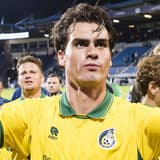 TILBURG , 19-09-2026 , Koning Willem II stadium , season 2026 2027 , Dutch Eredivisie football , match between Willem II and Fortuna Stiiard , final score 0-1 , picture shows Fortuna player Rodrigo Guth celebrating the win.. Willem II - Fortuna  x20...
