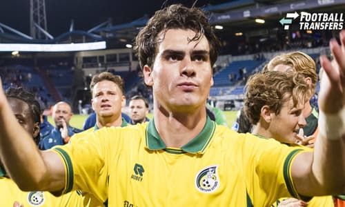 TILBURG , 19-09-2026 , Koning Willem II stadium , season 2026 2027 , Dutch Eredivisie football , match between Willem II and Fortuna Stiiard , final score 0-1 , picture shows Fortuna player Rodrigo Guth celebrating the win.. Willem II - Fortuna  x20...