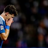 Christos Tzolis of Arsenal reacts after picking up an injury playing in the Nations League with Greece, October 2026