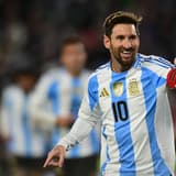 Lionel Messi celebrates scoring for Argentina against Venezuela, 2026 World Cup qualifying